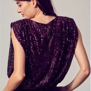 DO+BE Sparkling Sequin Blouse - Deep Purple